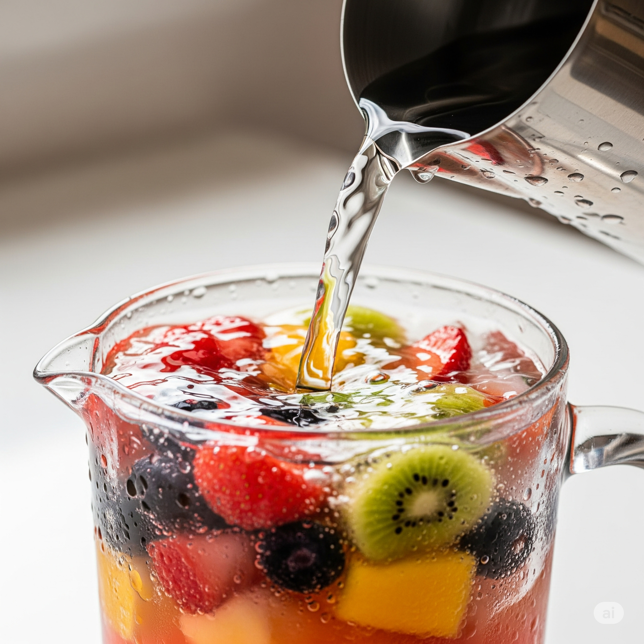 Mixing the fruity drink